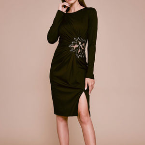 Ahayla Long-Sleeve Draped Jersey Dress